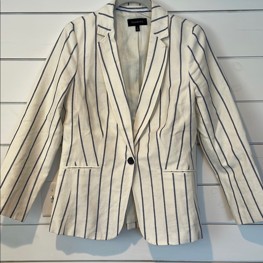 Talbots Women's White Striped Blazer